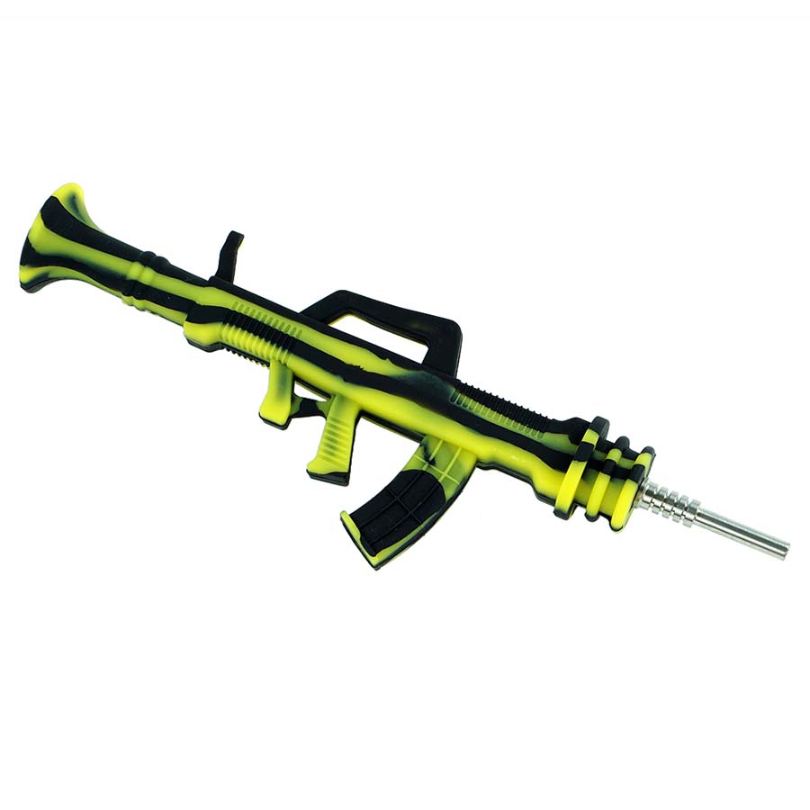 Hookahs AK47 Gun Shape Silicone Nectar Collector Tinatium Pin Style Hand Pipes Smoking Accessories
