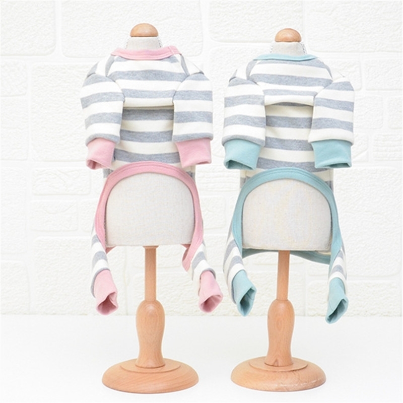 Cotton Pajamas Jumpsuit Autumn Winter Clothes Overalls Pet Outfit Small Costume Puppy Clothing Dog Shirt Pyjama 201128