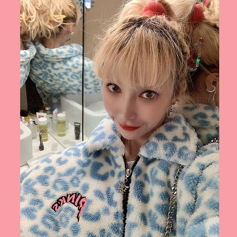 Faux Fur Woolen Warm Winter Women Jacket Plus Size Fuzzy Cute Jackets Milk Cow Leopard Print Turn-down Collar Coat Overcoat Girl T200902