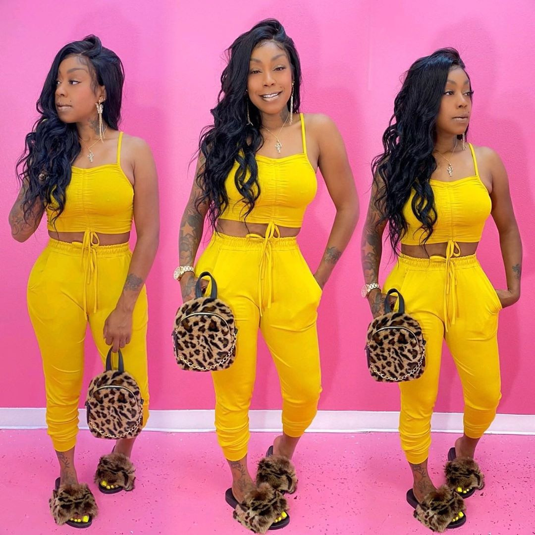 womens 2 piece short sets tracksuits 2023 Summer new suspender navel with pocket casual vest trousers Suit fashion summer style