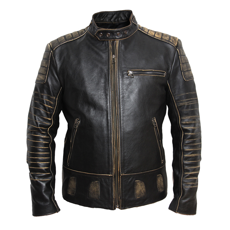 MAPLESTEED Vintage Motorcycle Jacket Men Leather Jacket 100% Cowhide Genuine Leather Jackets Mens Biker Coat Moto Jacket 5XL 090 201128