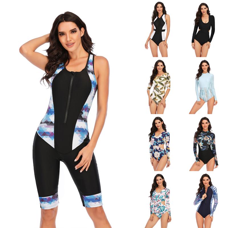 One-Piece Suits Long Sleeve Rash Guard Women Print Swimsuit Shorts Panties One Piece Swimwear Zipper Surfing Suit Pad Bathing UV Protect
One-Piece Suits Long Sleeve Rash Guard Women Print Swimsuit Shorts Panties One Piece Swimwear Zipper Surfing Suit Pad Bathing UV Protect