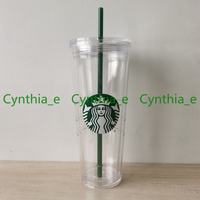 24OZ/710ml Starbucks Tumblers Green Straw Double Plastic Straw Cup With Large Capacity Coffee Cups Gift Mug
24OZ/710ml Starbucks Tumblers Green Straw Double Plastic Straw Cup With Large Capacity Coffee Cups Gift Mug