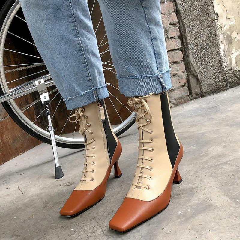 New Fashion Women Smoking Boots For Winter 2020 Short Boots Sexy High Heel Color Matching Zipper Casual Cross Bandage Size 33-401, Beige
New Fashion Women Smoking Boots For Winter 2020 Short Boots Sexy High Heel Color Matching Zipper Casual Cross Bandage Size 33-401, Beige
