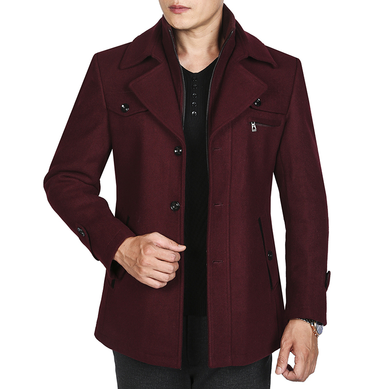 New Winter Wool Coat Slim Fit Jackets Fashion Outerwear Warm Man Casual Jacket Overcoat Pea Coat Plus Size MXXXL T200117