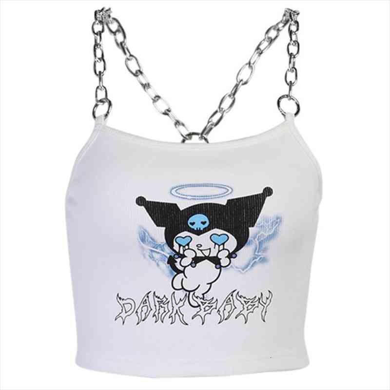 Women Gothic Punk Metal Chain Strap Crop Top Ribbed Knit Sleeveless Camisole Harajuku Anime Little Devil Print Racerback 20cf, White
Women Gothic Punk Metal Chain Strap Crop Top Ribbed Knit Sleeveless Camisole Harajuku Anime Little Devil Print Racerback 20cf, White