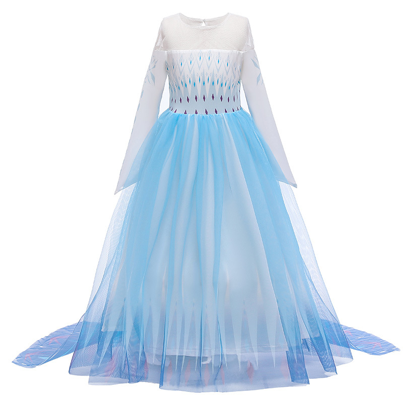 

Frozen Princess Girls Dresses Ice Fantasy Cosplay Anna Elsa Mesh Casual Summer Party Dress Snow Queen Festival Performance Costume, D0653 white