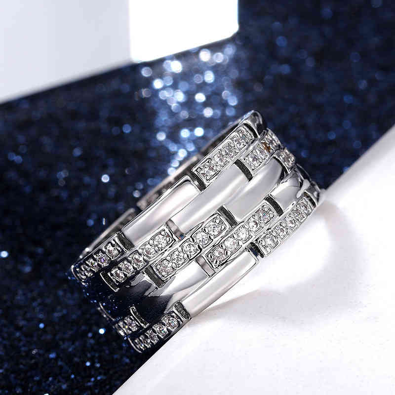 Vagzeb Fashion 925 Sterling Silver Couple Rings Inlaid Shiny Cz Stones Marriage Ring High Quality Male Female Jewelry Drop Ship