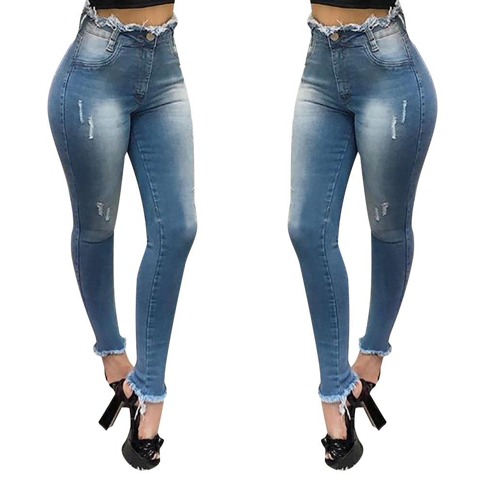Women Spring Summer Sexy High Waist Skinny Jeans Ladies Casual Denim Blue Trousers Female Ripped Denim Pencil Pants LJ201130