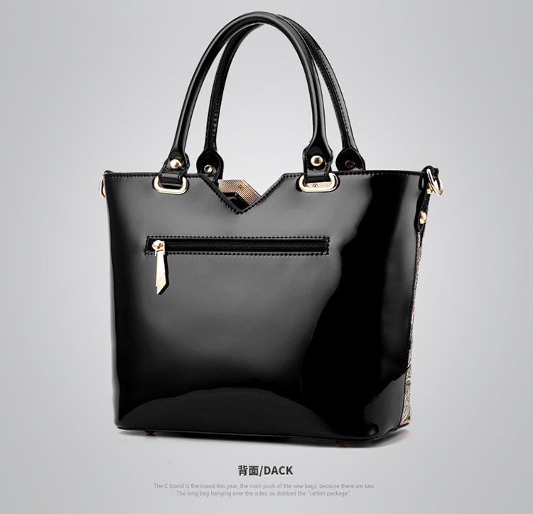 New fashion black embroidered bright leather shoulder bags handbag women's bag women's luggage