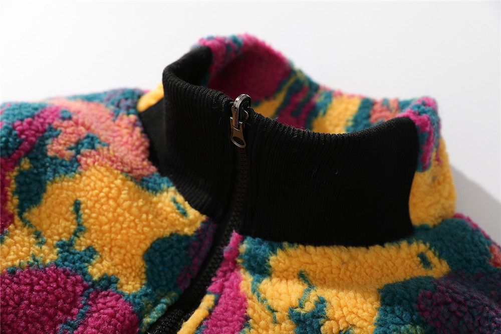 LINDSEY SEADER Hip Hop Reversible Jacket Parka Colorful Camouflage Streetwear Men Harajuku Lamb Wool Fleece Winter Coat Men 201127