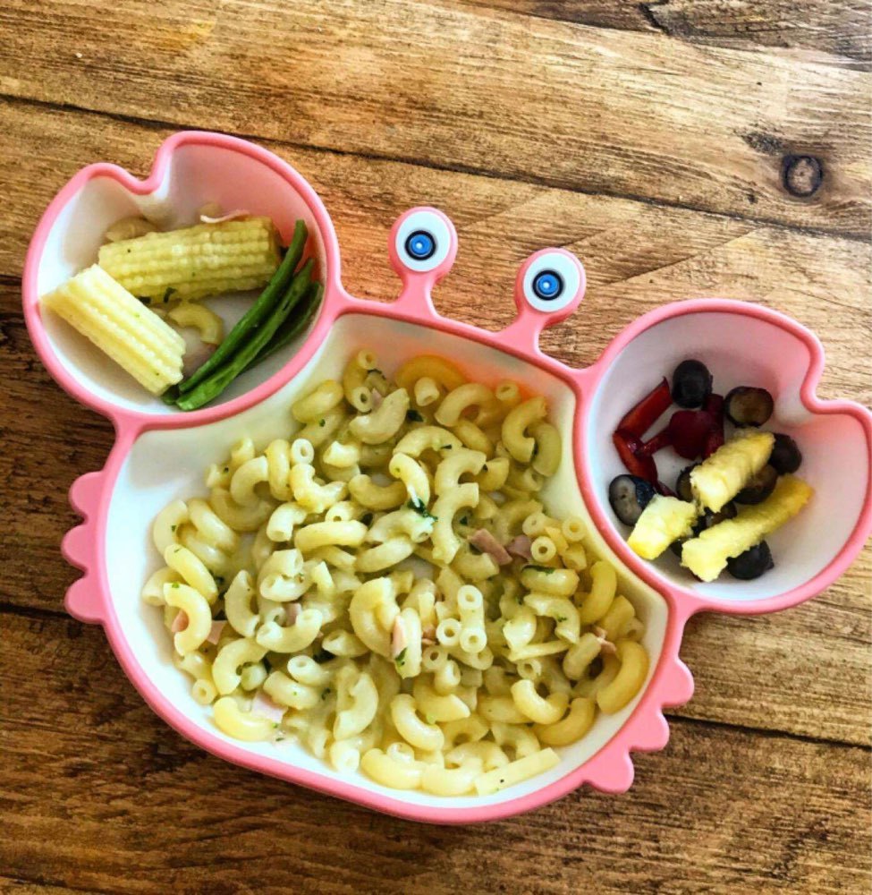 BPA Free Microwave Dishwasher Safe Crab-shape Silicone Suction Plate for Toddlers Self Feeding Training Divided Plate Dish Bowl LJ201221