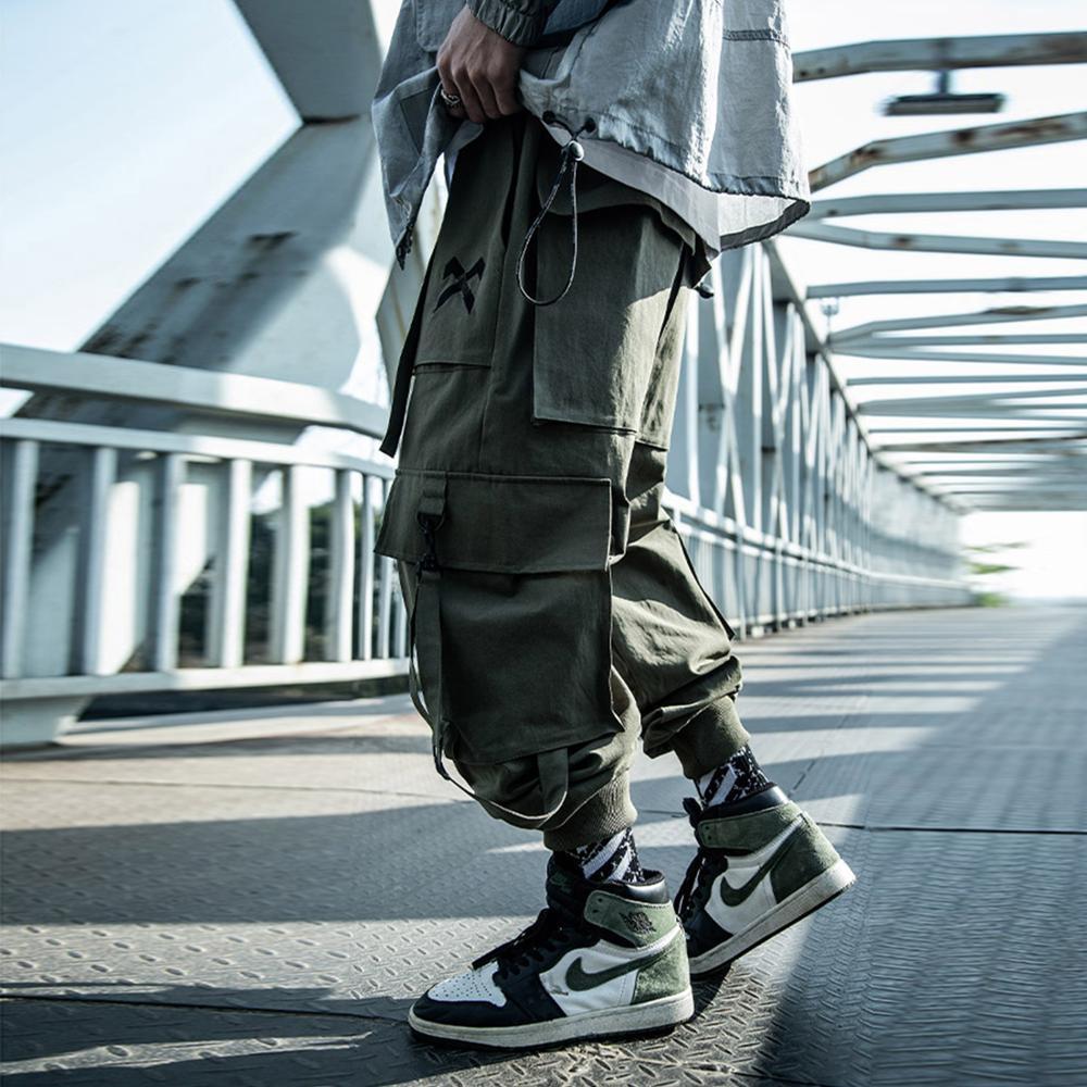 11 BYBB'S DARK Ribbons Casual Hip Hop Cargo Pants Mens Summer Elastic Waist Japanese Streetwear Harajuku Joggers Trousers 201109