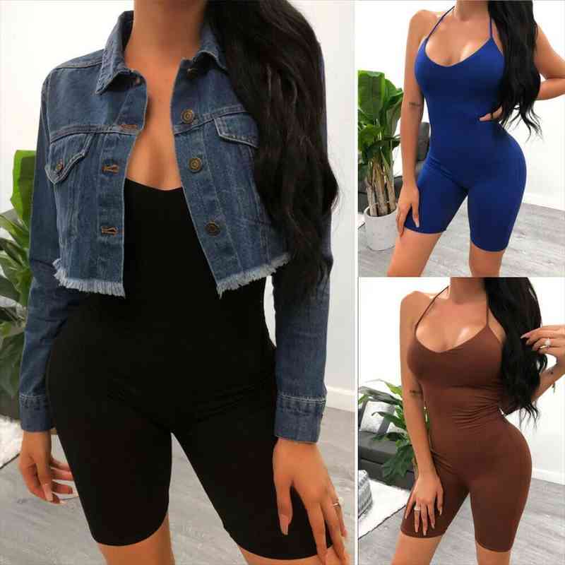casual women bodycon stretch solid color halter backless jogger jumpsuit fitness workout gym sport bodysuit athletic leggings, Black;white
casual women bodycon stretch solid color halter backless jogger jumpsuit fitness workout gym sport bodysuit athletic leggings, Black;white
