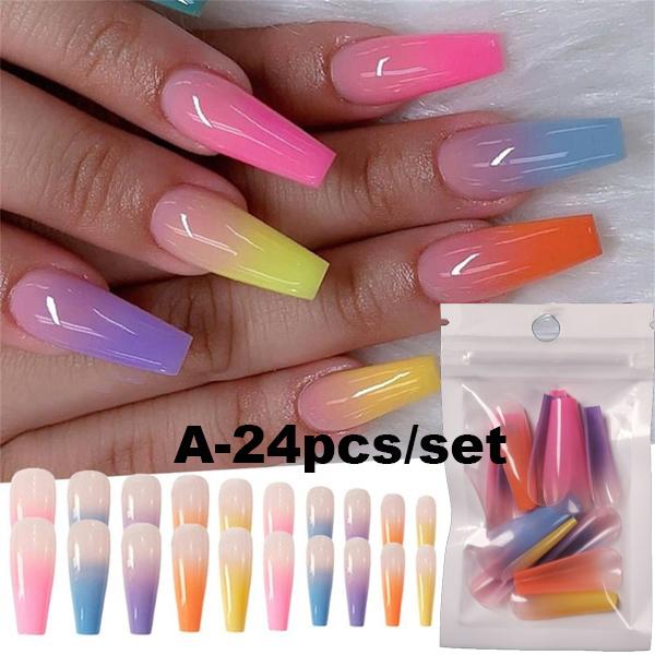 24/120pcs Fake Nails Rainbow Colorful Ballerina Glossy Long Coffin Clear Press on Nail False Tips Artificial Finger Manicure Diy
24/120pcs Fake Nails Rainbow Colorful Ballerina Glossy Long Coffin Clear Press on Nail False Tips Artificial Finger Manicure Diy