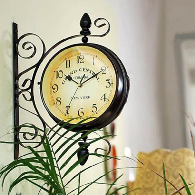 1pc Retro Vintage Inspired Double Sided Quartz Wall Clock Wrought Iron Train Grand Station Style Silence
1pc Retro Vintage Inspired Double Sided Quartz Wall Clock Wrought Iron Train Grand Station Style Silence