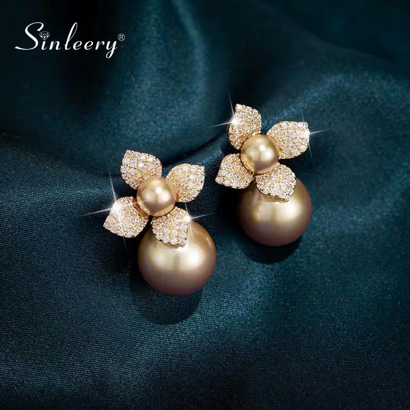 Stud SINLEERY Vintage Double Pearl Crystal Flower Earrings Gray Champagne Earring Bridal Wedding Party Jewelry Es334 SSP, Golden;silver
Stud SINLEERY Vintage Double Pearl Crystal Flower Earrings Gray Champagne Earring Bridal Wedding Party Jewelry Es334 SSP, Golden;silver