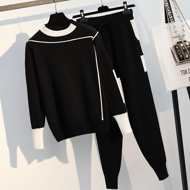 BLLOCUE Women Knitted Sweaters Pants Set 2 Piece Set Woman Casual Long Sleeve Pullover Tops and Pant Set Autumn 2Pcs Clothes Tr T200118