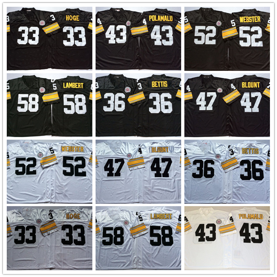 Pittsburgh Steelers Vintage 43 Troy Polamalu Merril Hoge 36 Jerome Bettis Mel Blount Mike Webster 58 Jack Lambert Football Jerseys, Black;red
Pittsburgh Steelers Vintage 43 Troy Polamalu Merril Hoge 36 Jerome Bettis Mel Blount Mike Webster 58 Jack Lambert Football Jerseys, Black;red