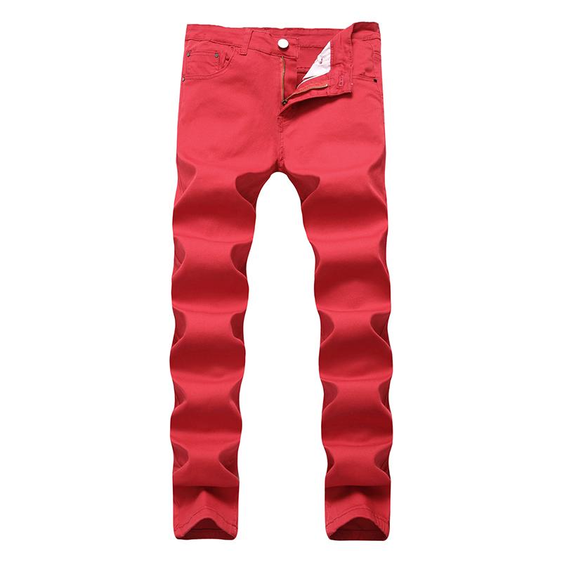 Slim red men mid-length jeans new men straight leg stretch casual pants, Khaki