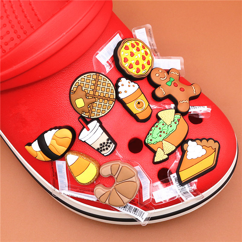 Foods Shoe Charms Cute Sushi Cookies Ice Cream Cake PVC Shoes Sandals Accessories Decoraciones Buckle Kids Gifts