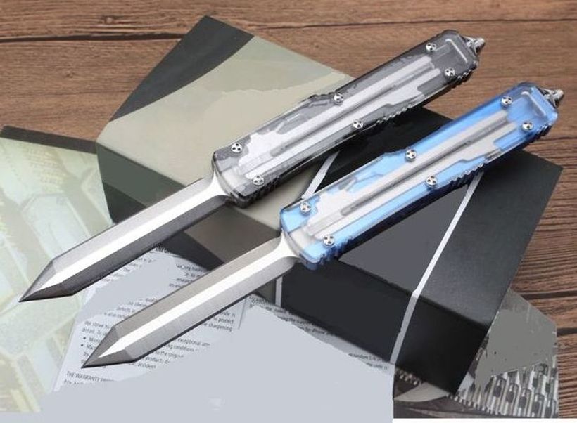 UT85 Transparent handle hellhound D2 double action tactical self defense folding edc knife pocket knife auto knives xmas gift
UT85 Transparent handle hellhound D2 double action tactical self defense folding edc knife pocket knife auto knives xmas gift