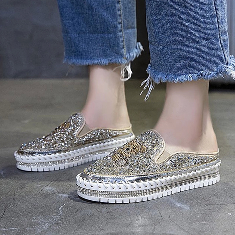 Women Slippers Bling Platform Shoes Bear Crystal Slip on Shoes Flat on platform Loafers Glitter Casual Summer Autumn 8341N #YV7G, Black
Women Slippers Bling Platform Shoes Bear Crystal Slip on Shoes Flat on platform Loafers Glitter Casual Summer Autumn 8341N #YV7G, Black