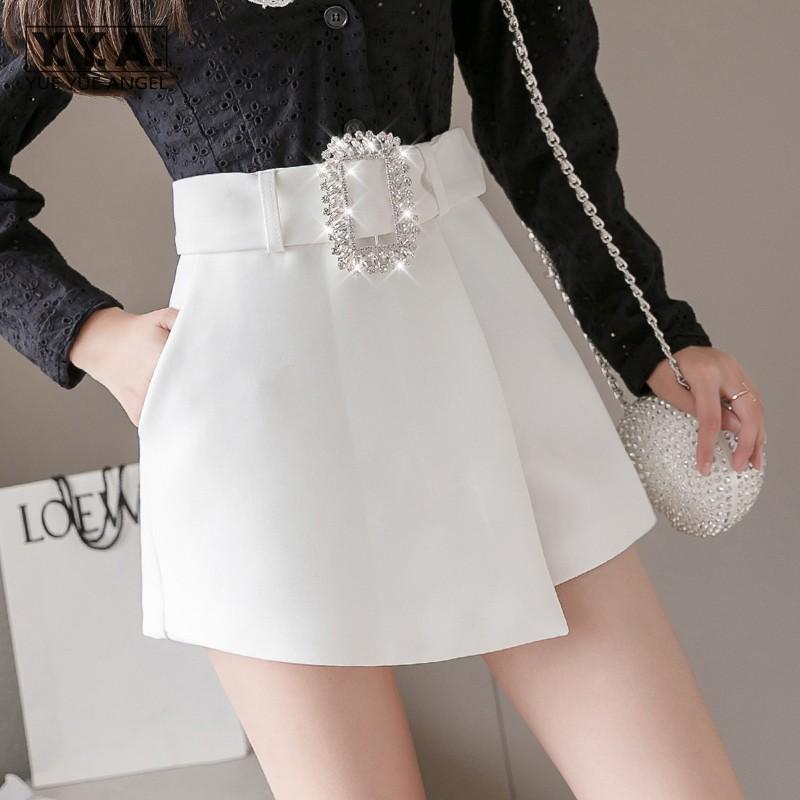 Asymmetrical High Waist Shorts Skirts Women Fashion Diamonds Sashes Slim Fit Wide Leg Shorts Office Ladies Black White
Asymmetrical High Waist Shorts Skirts Women Fashion Diamonds Sashes Slim Fit Wide Leg Shorts Office Ladies Black White