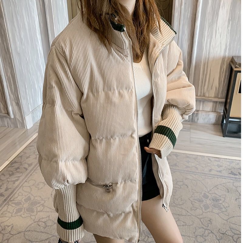 Winter Woman Jacket Corduroy Padded Coat Lady Parka Loose Student Bread Clothing Thick 201110wtt