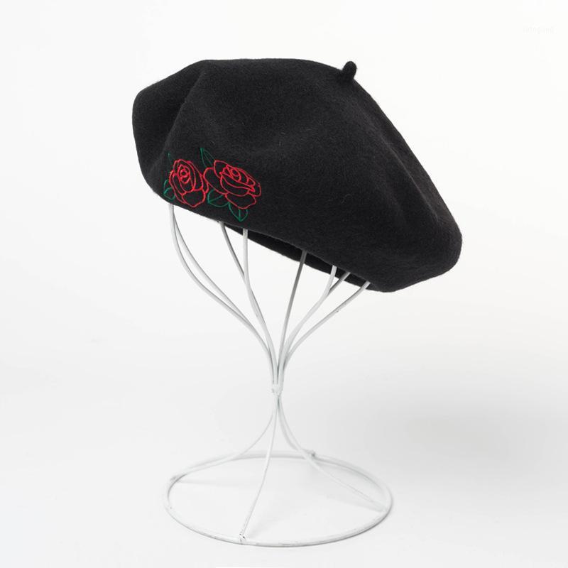Berets Autumn Winter Ladies Flower Embroidery Wool Beret Painter Hat Fashion Warm Female Bonnet Hats Solid Color1, Black
Berets Autumn Winter Ladies Flower Embroidery Wool Beret Painter Hat Fashion Warm Female Bonnet Hats Solid Color1, Black