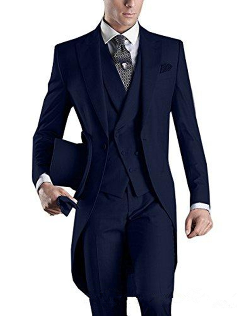 Formal Custom White/Black/Grey/Burgundy/Blue Tailcoat Men Party Groomsmen Suits For Wedding Tuxedos Jacket+Pants+Vest 201106