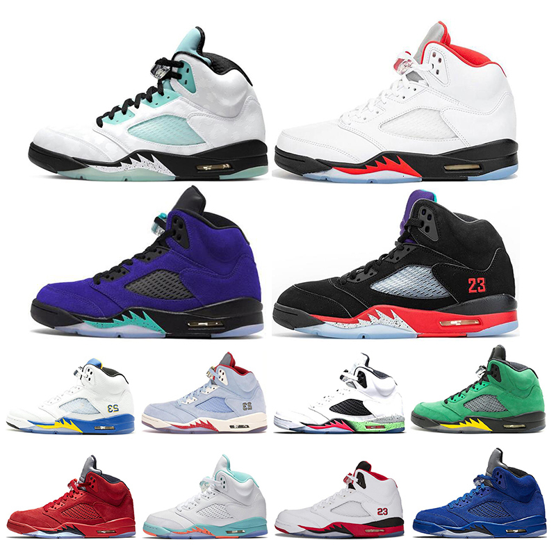 2021 5 5s Mens Basketball Shoes Island Green Alternate Grape Light Aqua Fire Red mens trainers Sports Sneakers size 7-13, White;red
2021 5 5s Mens Basketball Shoes Island Green Alternate Grape Light Aqua Fire Red mens trainers Sports Sneakers size 7-13, White;red