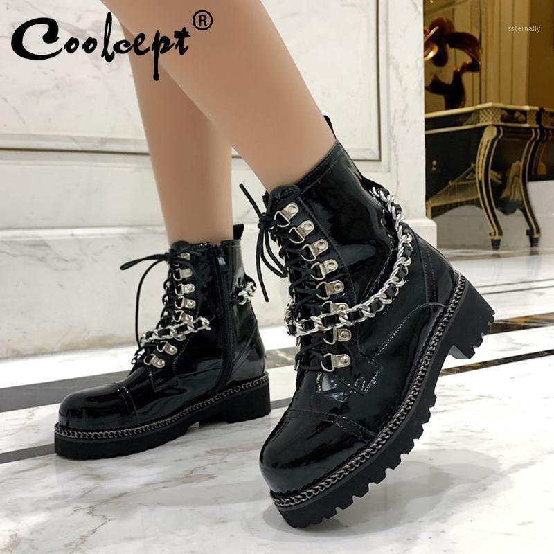 Coolcept Women Boots Genuine Leather Punk Winter Flats Shoes Women Metal Chain Rivets Zip Gothic Woman Botas Footwear Size 34-411, Black
Coolcept Women Boots Genuine Leather Punk Winter Flats Shoes Women Metal Chain Rivets Zip Gothic Woman Botas Footwear Size 34-411, Black