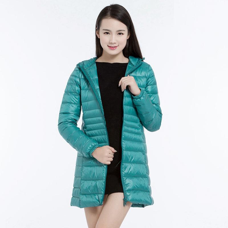 S-7XL Winter Women Padded Hooded Long Jacket White Duck Down Female Overcoat Ultra Light Slim Jackets Coat Parkas Plus Size