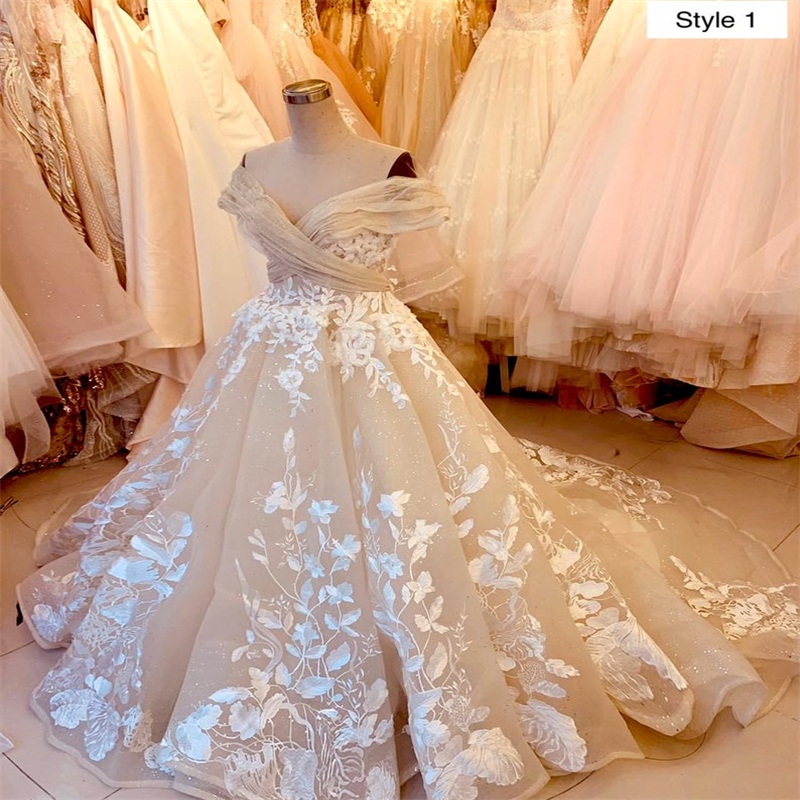Floral Beach Wedding Dresses A Line Sexy Off Shoulder Cheap Custom Made Lace Applique Bohemian Bridal Gowns Robe De Mariée