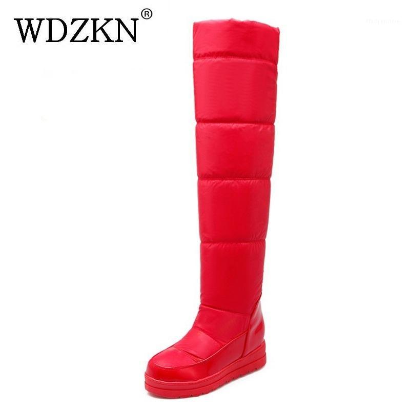 WDZKN size 43 women snow boots fashion over knee high heel boots height increasing waterproof platform winter warm shoes1, Black