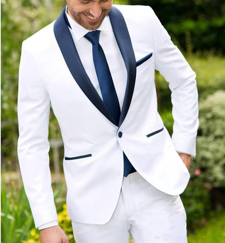 White Two Piece Wedding Groomsmen Tuxedos One Button Navy Shawl Lapel Custom Made Business Men Suits Jacket+Pants, Black
White Two Piece Wedding Groomsmen Tuxedos One Button Navy Shawl Lapel Custom Made Business Men Suits Jacket+Pants, Black