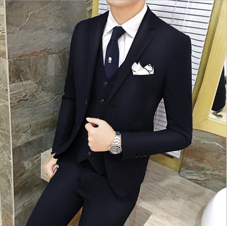 Men' Suits Korean Self-cultivation Three-piece Groomman Wedding Suit Jacket Prom Blazers Suits Set (Blazers+Vest+Pants, Black
Men' Suits Korean Self-cultivation Three-piece Groomman Wedding Suit Jacket Prom Blazers Suits Set (Blazers+Vest+Pants, Black