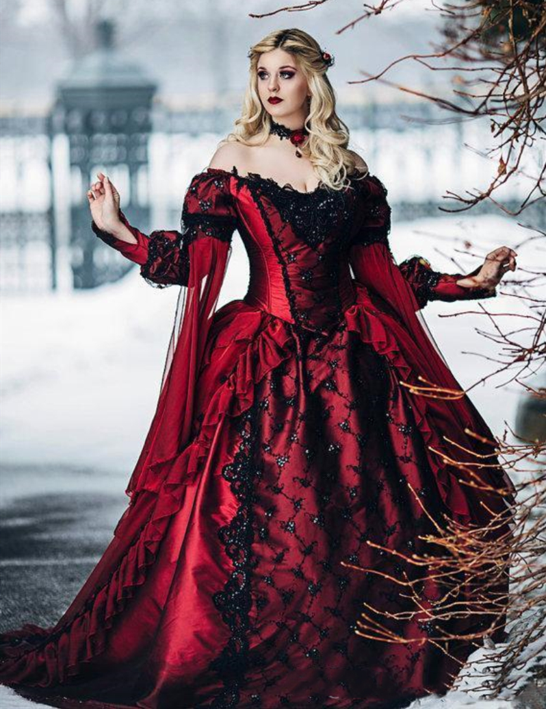Vintage Gothic Sleeping Beauty Princess Medieval burgundy Black Prom Dresses Long Sleeve Corset Victorian Hollywood Masquerade Mariage Dress