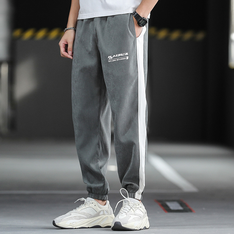 Mens Casual Pants Warm Sweatpants Joggers Striped Pants Gyms Clothing Plus Size Fashion Bottoms High Street Ankle-Length Pants 201130
