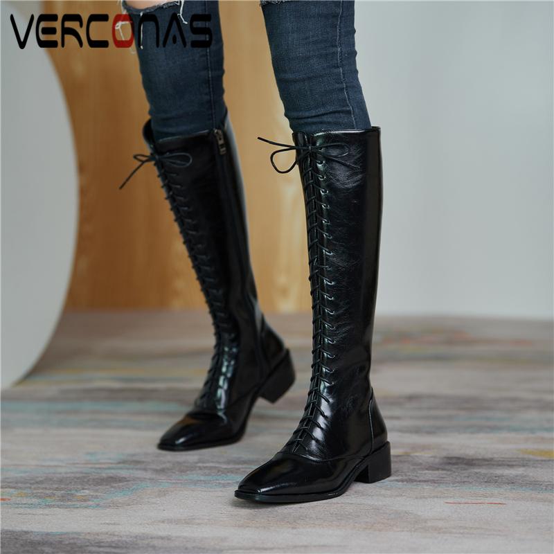 VERCONAS Autumn Winter Cross-Tied Knee-High Boots For Women Genuine Leather Shoes Woman Side Zipper Thick Heels Basic Long Boots, Blackd
VERCONAS Autumn Winter Cross-Tied Knee-High Boots For Women Genuine Leather Shoes Woman Side Zipper Thick Heels Basic Long Boots, Blackd