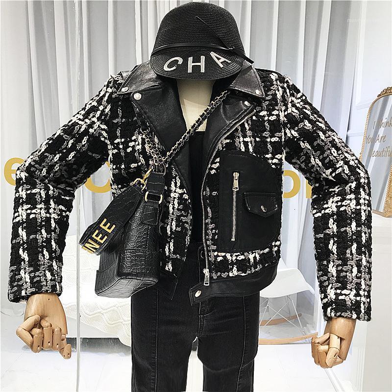 Tweed Women leather Coats Jackets 2020 Fall Streetwear Pockets Turn-down Collar Fasihon Women's Jackets Patchwork PU coat PY871, Black
Tweed Women leather Coats Jackets 2020 Fall Streetwear Pockets Turn-down Collar Fasihon Women's Jackets Patchwork PU coat PY871, Black