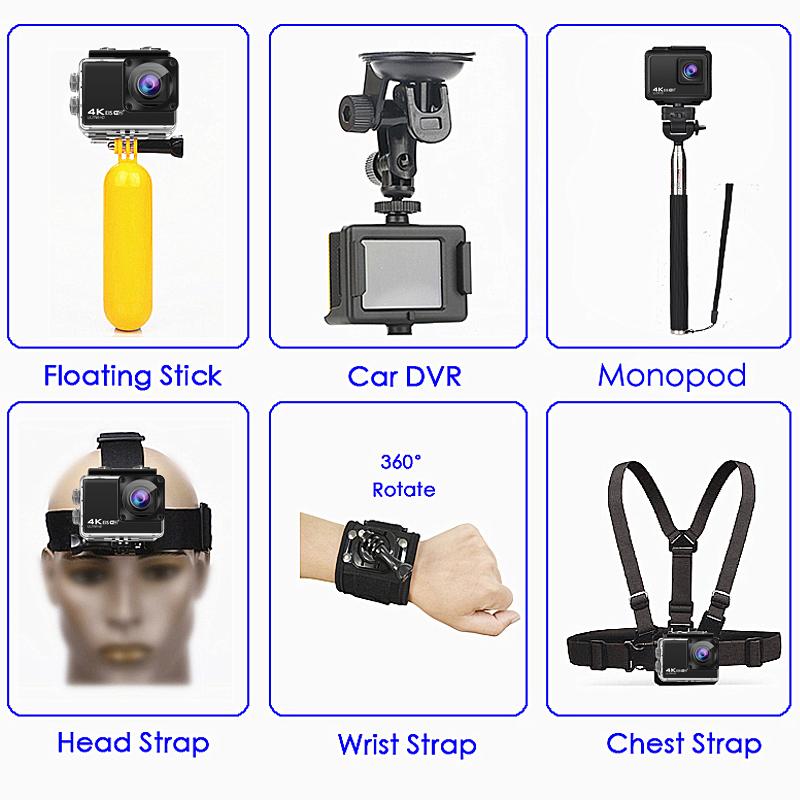 EIS Antishake H10 Action Camera Ultra HD 4K 60fps WiFi 20quot 170D Underwater Waterproof Cam Helmet Vedio go Sport pro Came1
