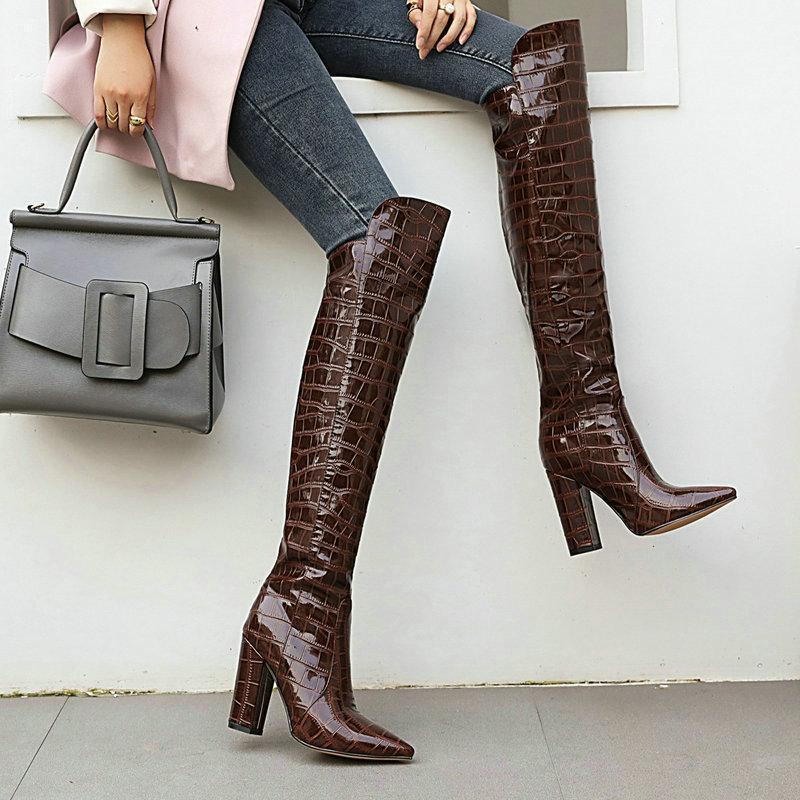 Brand Design Women Boots Fashion Slip On Square High Heel Over The Knee Boots Female Pointed Toe Autumn Winter Woman1, Black
Brand Design Women Boots Fashion Slip On Square High Heel Over The Knee Boots Female Pointed Toe Autumn Winter Woman1, Black