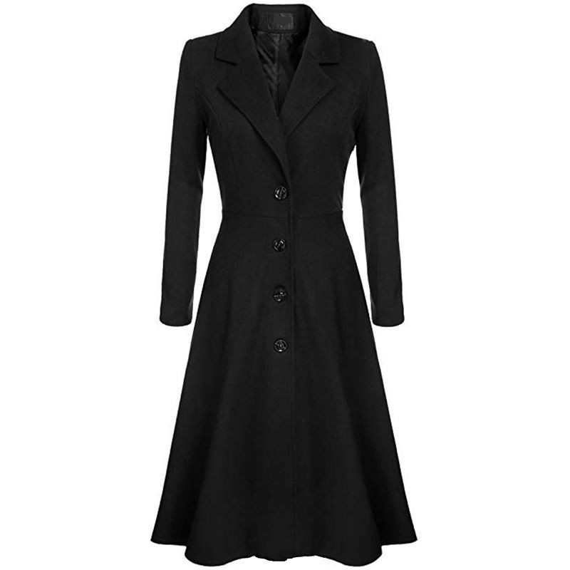 XUXI Elegant Women Mix Warm Winter Mix Long Coat Neck Back Coat A Breast Woman Office Work Swing Female Overcoat Manteau FZ764 201103