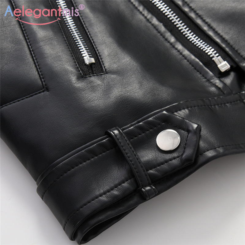 Aelegantmis New Loose PU Faux Leather Jacket Women Classic Moto Biker Jacket Autumn Winter Lady Basic Coat Plus Size Outerwear 201020