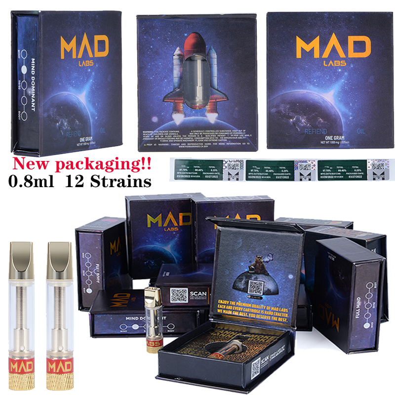 MAD Labs Atomizers Vape Cartridges 12 Strains Packaging 0.8ml Ceramic Coil Dab Wax Thick Carts 510 Thread Atomizer Empty Vapes Pen 2.0mm Oil Hole E Cigarettes Wholesale 
MAD Labs Atomizers Vape Cartridges 12 Strains Packaging 0.8ml Ceramic Coil Dab Wax Thick Carts 510 Thread Atomizer Empty Vapes Pen 2.0mm Oil Hole E Cigarettes Wholesale