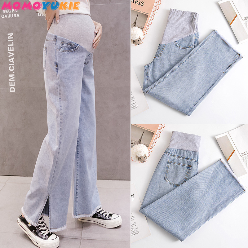 Denim Maternity Jeans Pants Pregnant Women Clothes Boyfriend Vintage wide leg Loose Straight Jeans Pregnancy Pants Plus size LJ201123