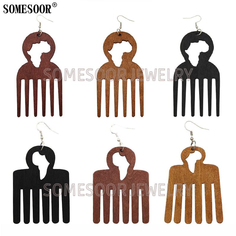 SOMESOOR Jewelry Laser Cutting African Comb Shape Map Natural Wooden Drop Cute Lovely Earrings For Black Women
SOMESOOR Jewelry Laser Cutting African Comb Shape Map Natural Wooden Drop Cute Lovely Earrings For Black Women