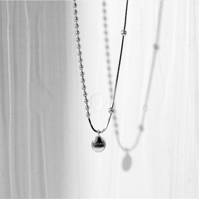 Authentic 925 Sterling Silver Necklaces&Pendants Mix Snake Bead Choker Chain Round Circle Pendant Necklace For Women Girls